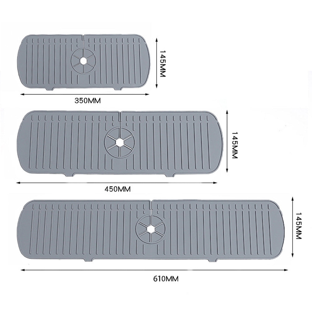 Silicone Sink Mat Quick Dry Sink Splash Guard for Kitchen and Bathroom-Grey
