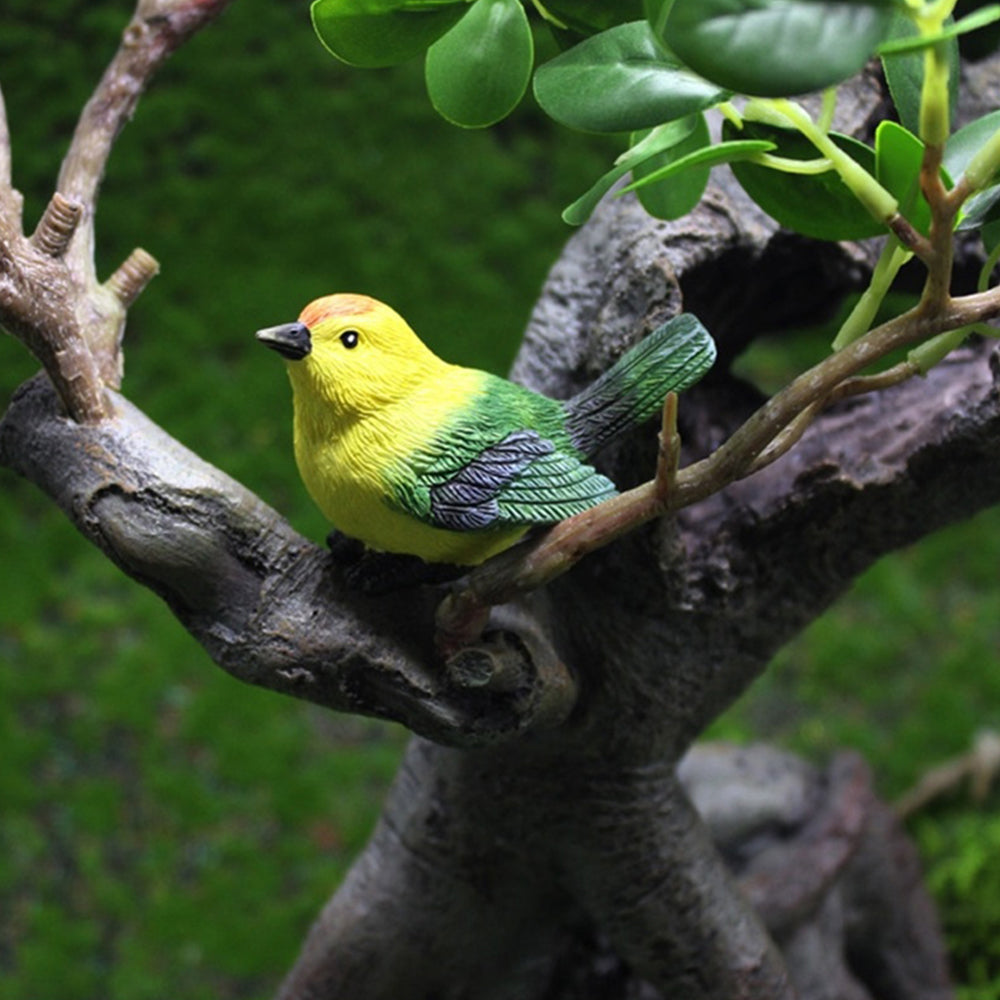 2Pcs Fairy Garden Miniature Mini Birds with Nest Figurines