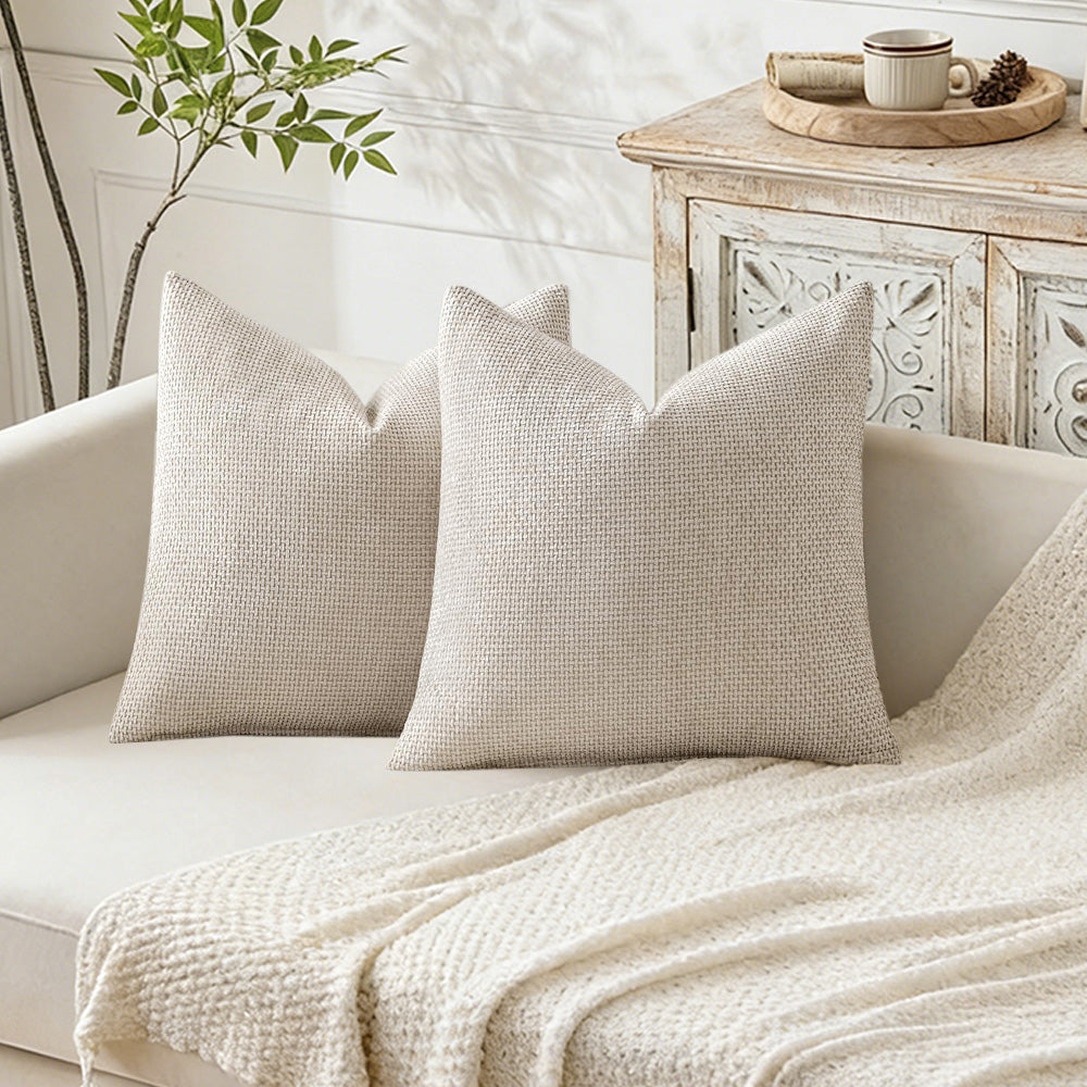 2 Pack Chenille Knit Throw Pillow Covers for Couch Bed