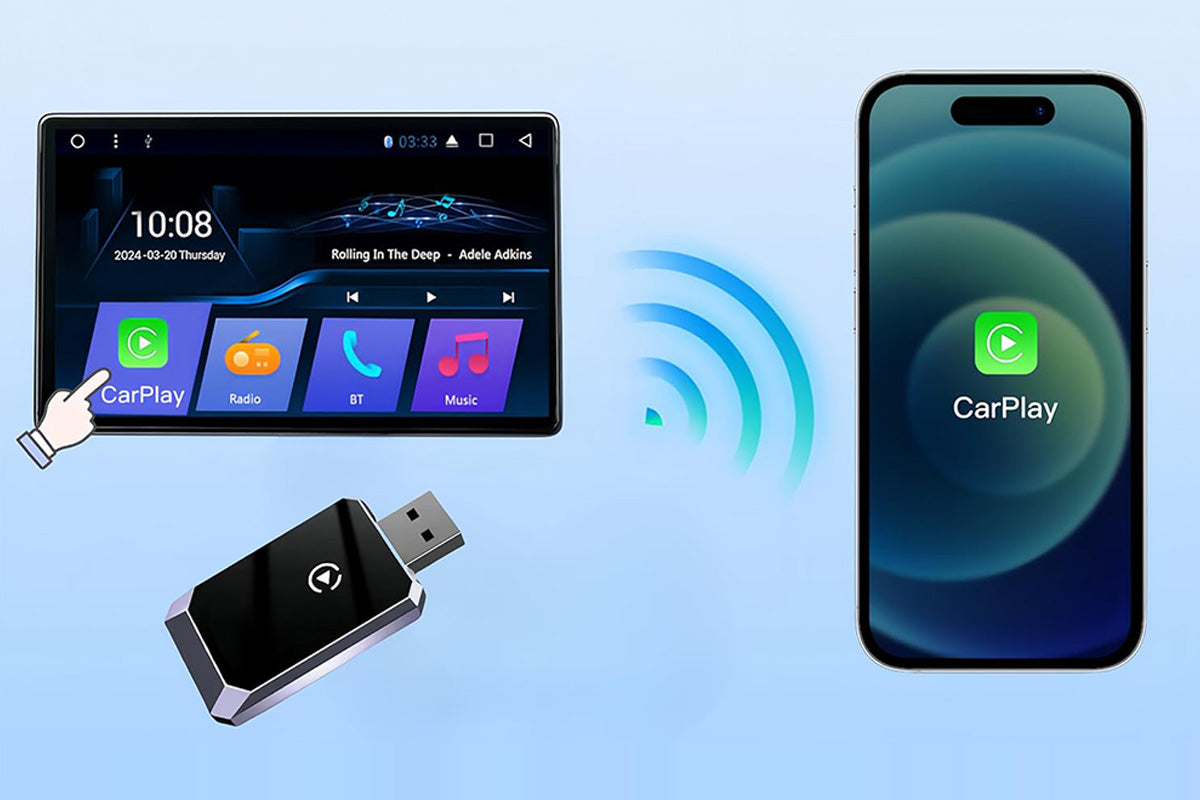 Mini Wireless CarPlay Adapter Plug and Play for Factory Wired CarPlay Cars iOS 10+
