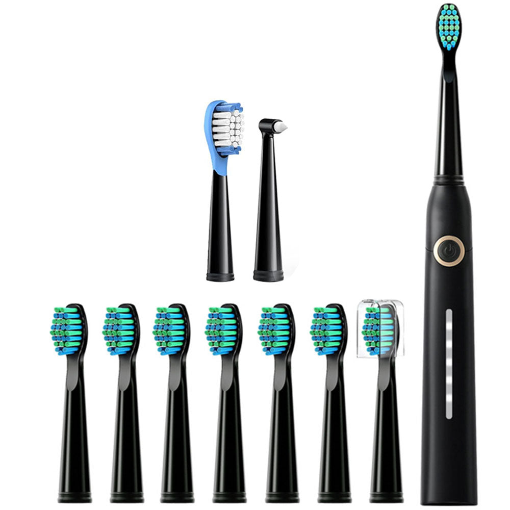 Electric Sonic Toothbrush Travel Rechargeable Ultrasonic Electric Toothbrush with 10 Brush Heads