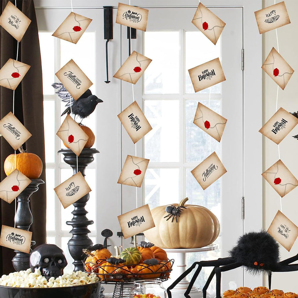 4 Pack Halloween Envelope Hanging Garland for Enchanted Wizard Party Decor