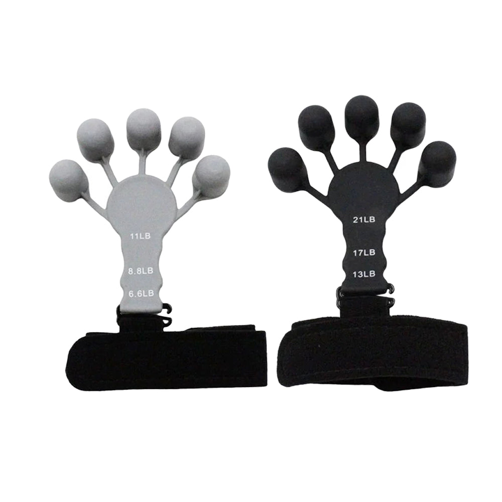 2Pcs Adjustable Finger Exerciser Hand Grip Strengthener-Black, Grey