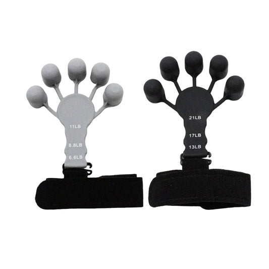 2Pcs Adjustable Finger Exerciser Hand Grip Strengthener-Black, Grey