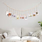 Wall Hanging Photo Display Wooden Beads Garland Photo Holders with 9 Wood Clips