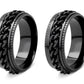 Fidget Rings Anxiety Spinner Rings Stainless Steel Chain Rings-Black