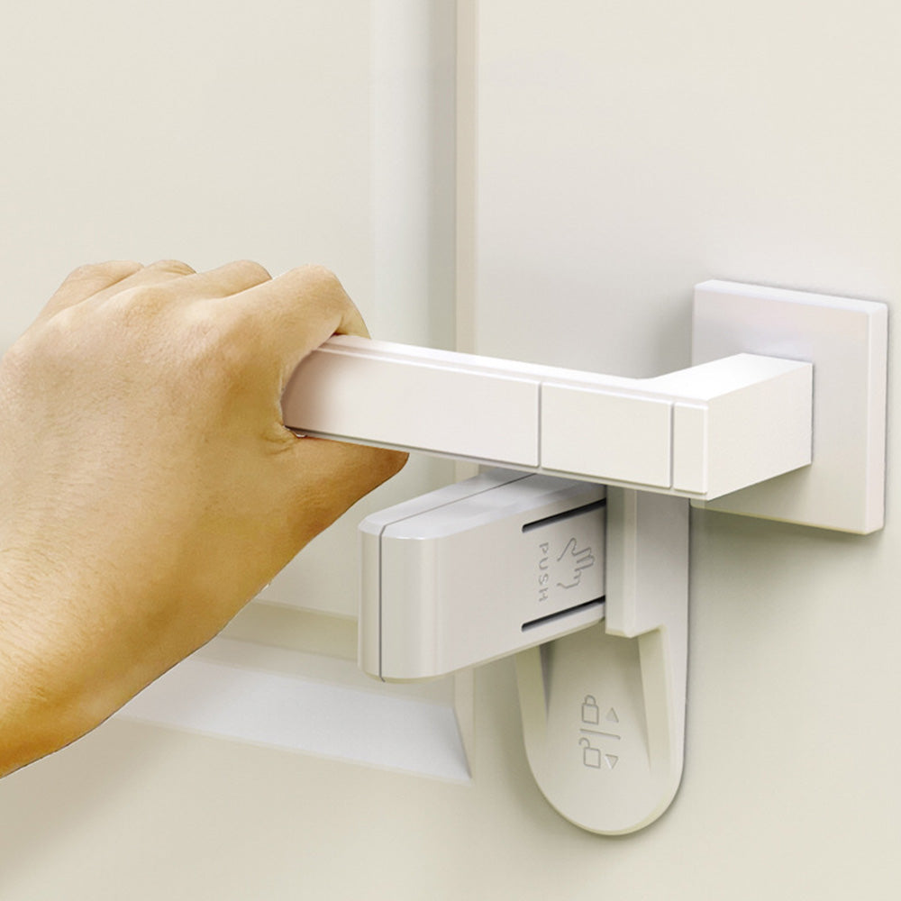 2Pcs Stick On Door Lever Lock Without Drilling Door with Adhesive for Home
