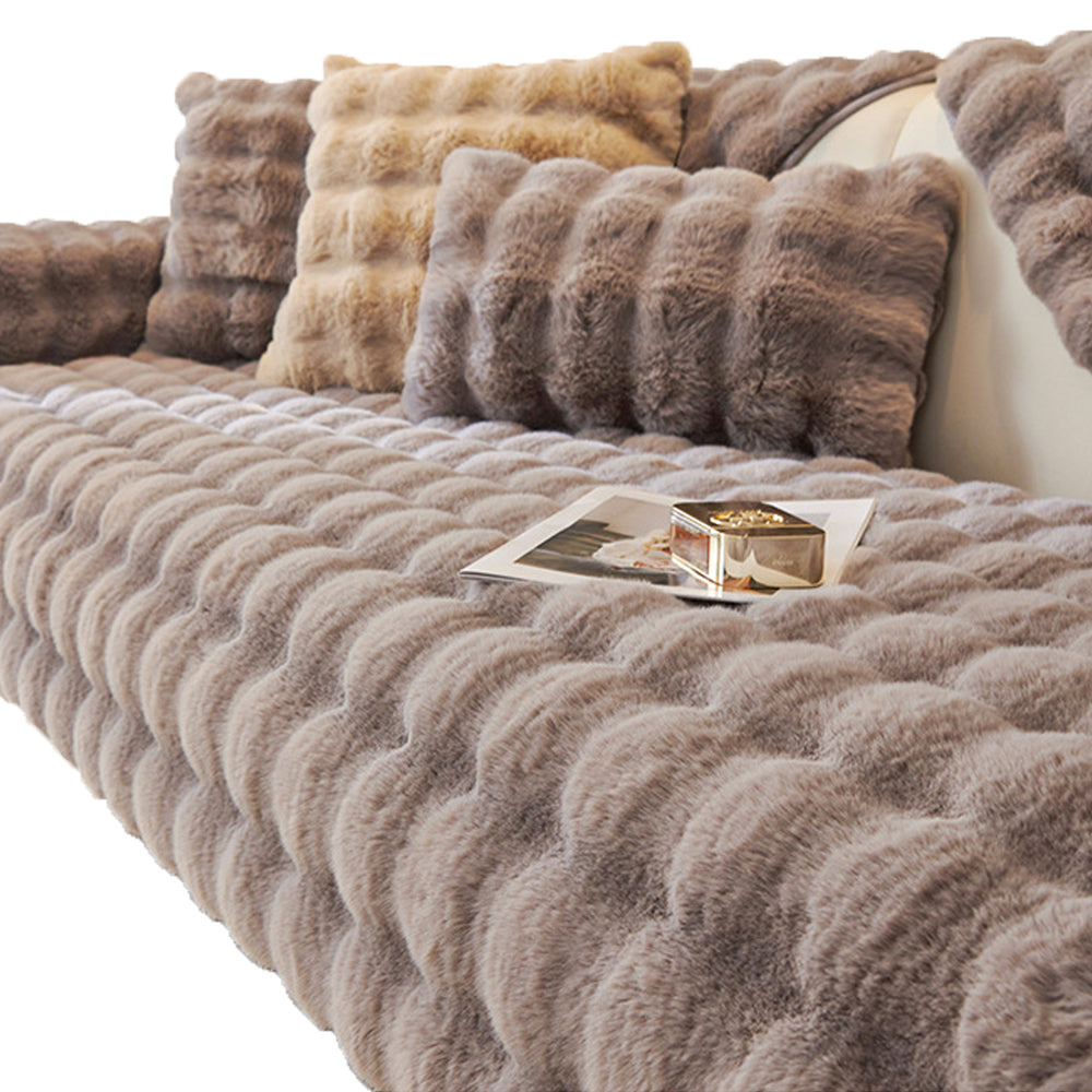 Imitation Rabbit Plush Sofa Cover Soft Faux Fur Throw Furniture Protector