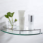 2XGlass Corner Bathroom Shelf with Stainless Steel Guard Rail