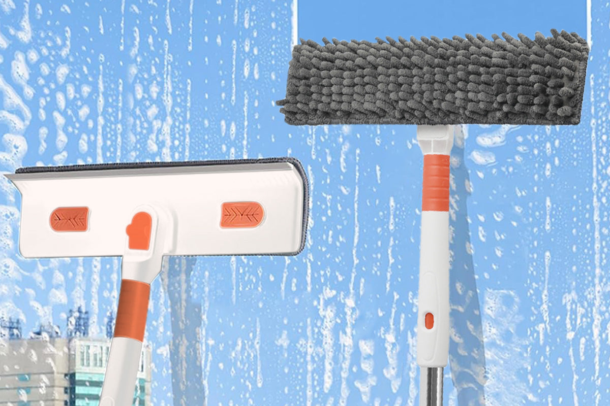 4 In 1 Rotatable Window Cleaning Squeegee Kit With Extension Pole Bendable Head Window Washing Kit