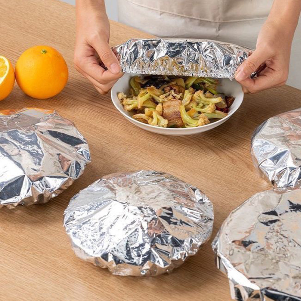 200Pcs Reusable Elastic Aluminum Foil Food Covers for Bowls and Plates