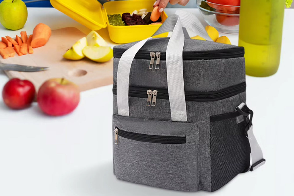 Double-Layer Insulated Portable Lunch Bag Cooler Food Container