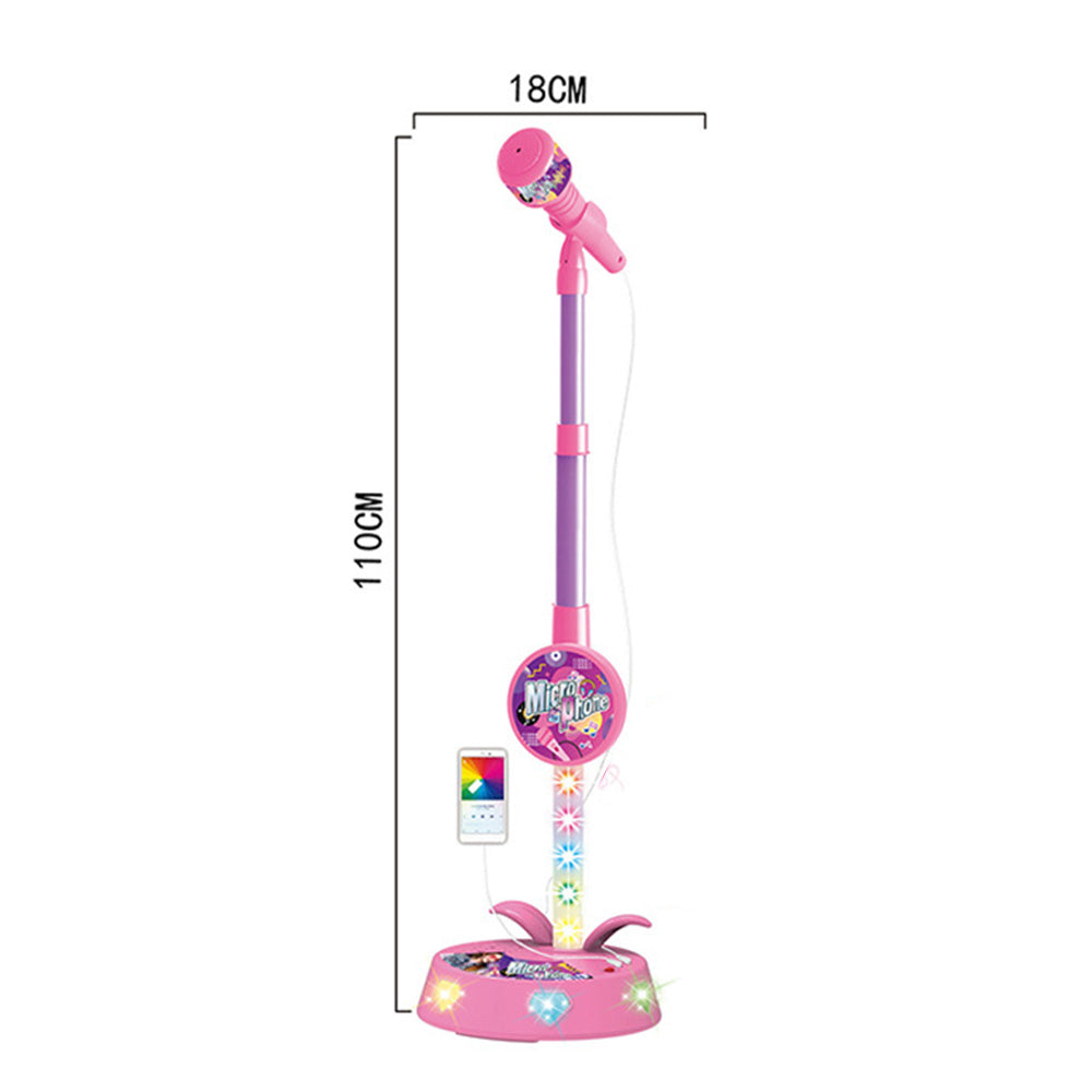 Adjustable Karaoke Microphone Toy with Stand and Flashing Lights for Youngsters