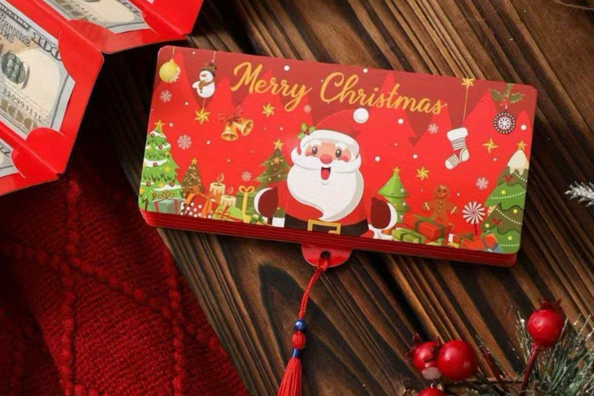 10-Slot Foldable Christmas Red Envelope with Foil Stamping
