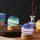 Planet Night Light with Wooden Base Crystal Ball 3 Color Dimmable LED