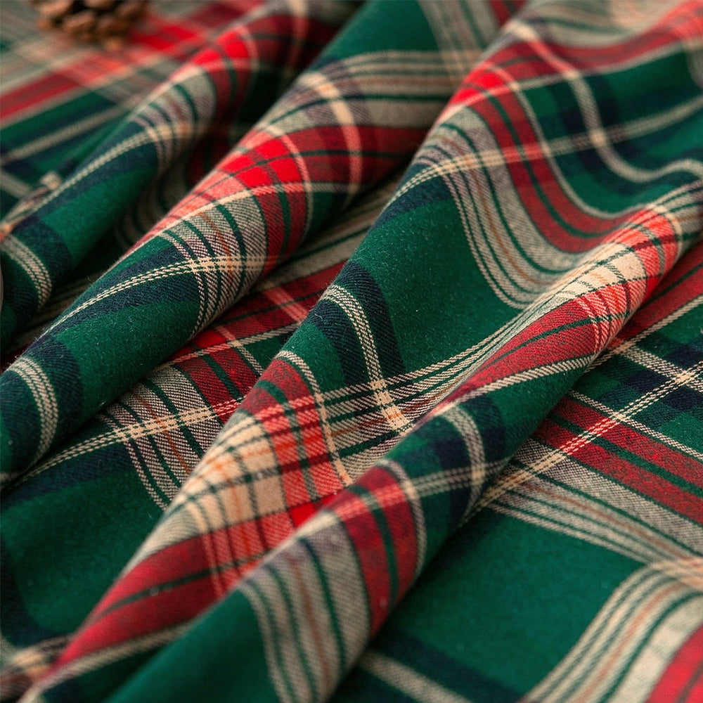 Polyester Cotton Plaid Oven Cover Curtain with Ties for Kitchen