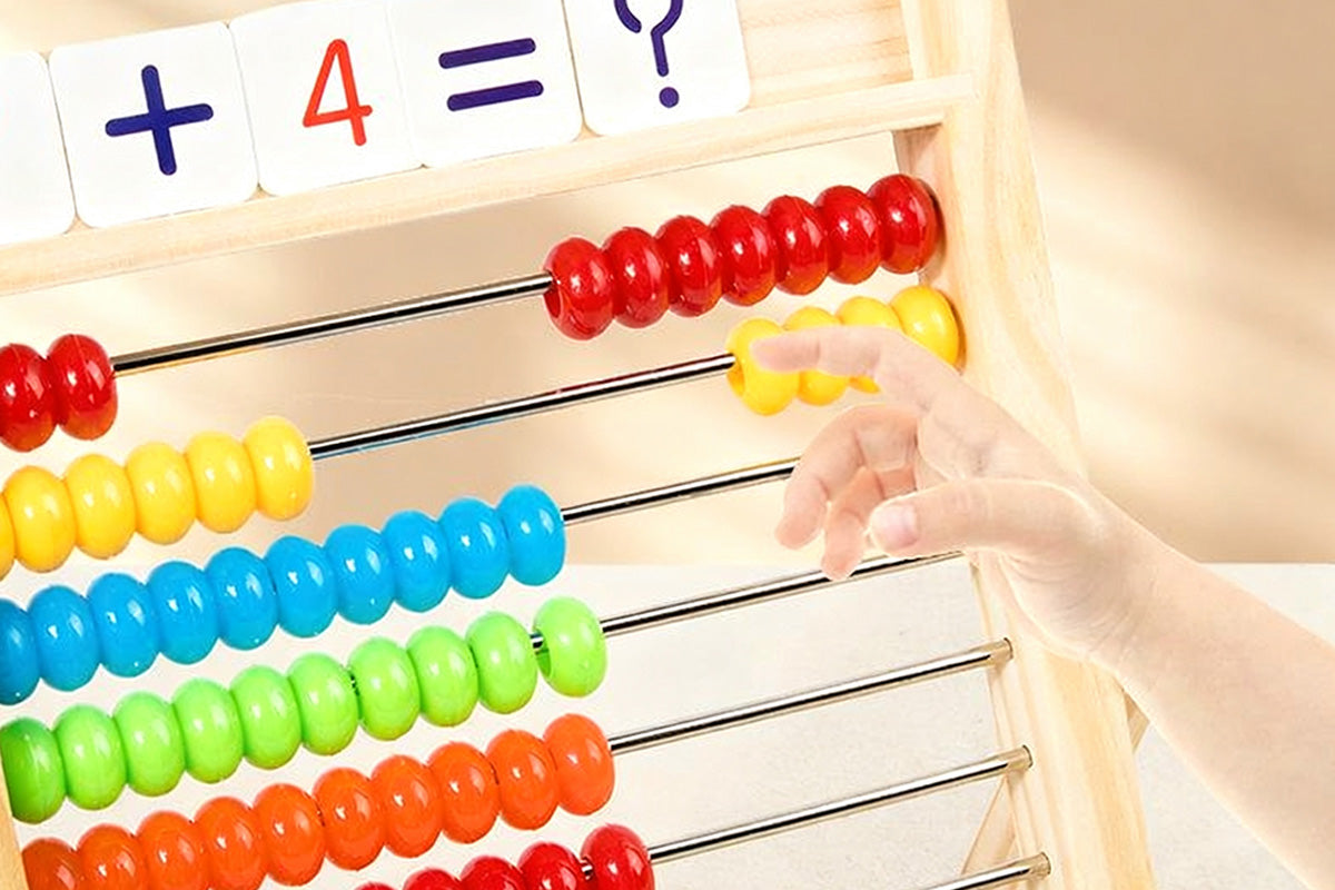 Wooden Abacus for Math with Counting Sticks Number Alphabet Cards Educational Toy