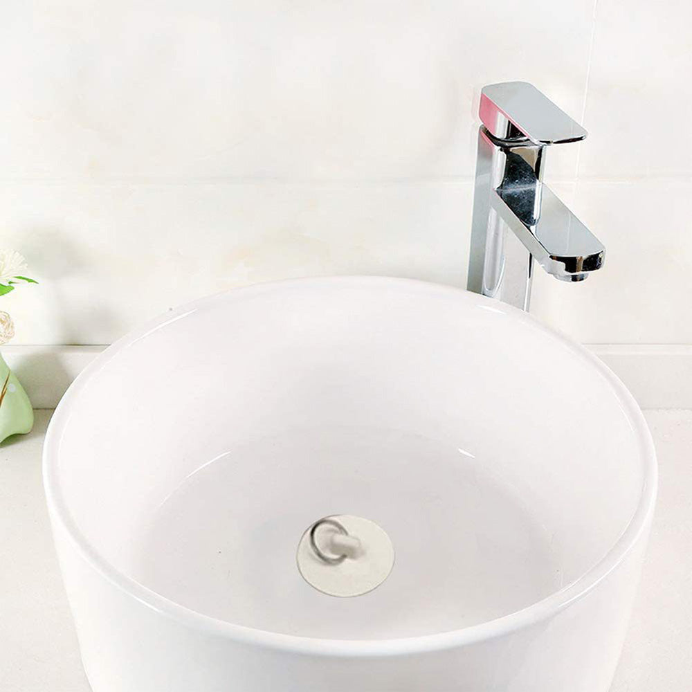 4 Universal Plastic Sink Stoppers with Metal Pull Rings for Basins and Bathtubs