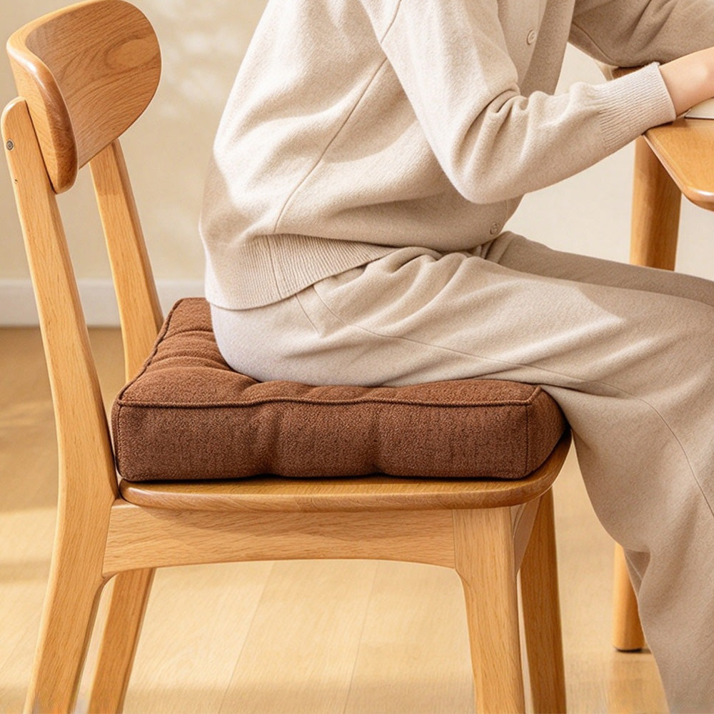 Thickened PP Cotton Padded Chair Seat Cushion with Rolled Edge-Coffee