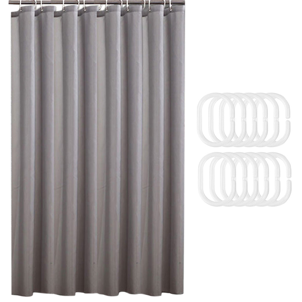 Waterproof Shower Curtain with 12 Hooks Thick Polyester for Bathtub Bathroom