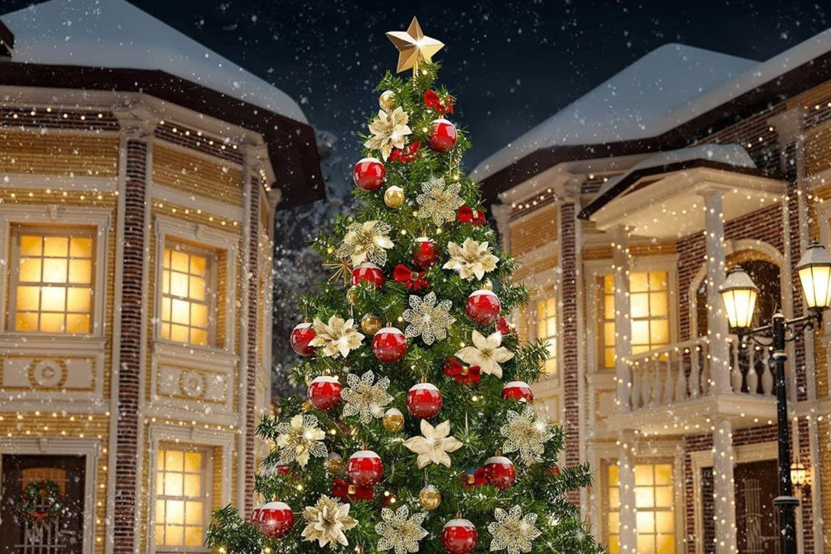 24Pcs Artificial Flowers Christmas Tree Decorations for Wreath Fireplace Stairs