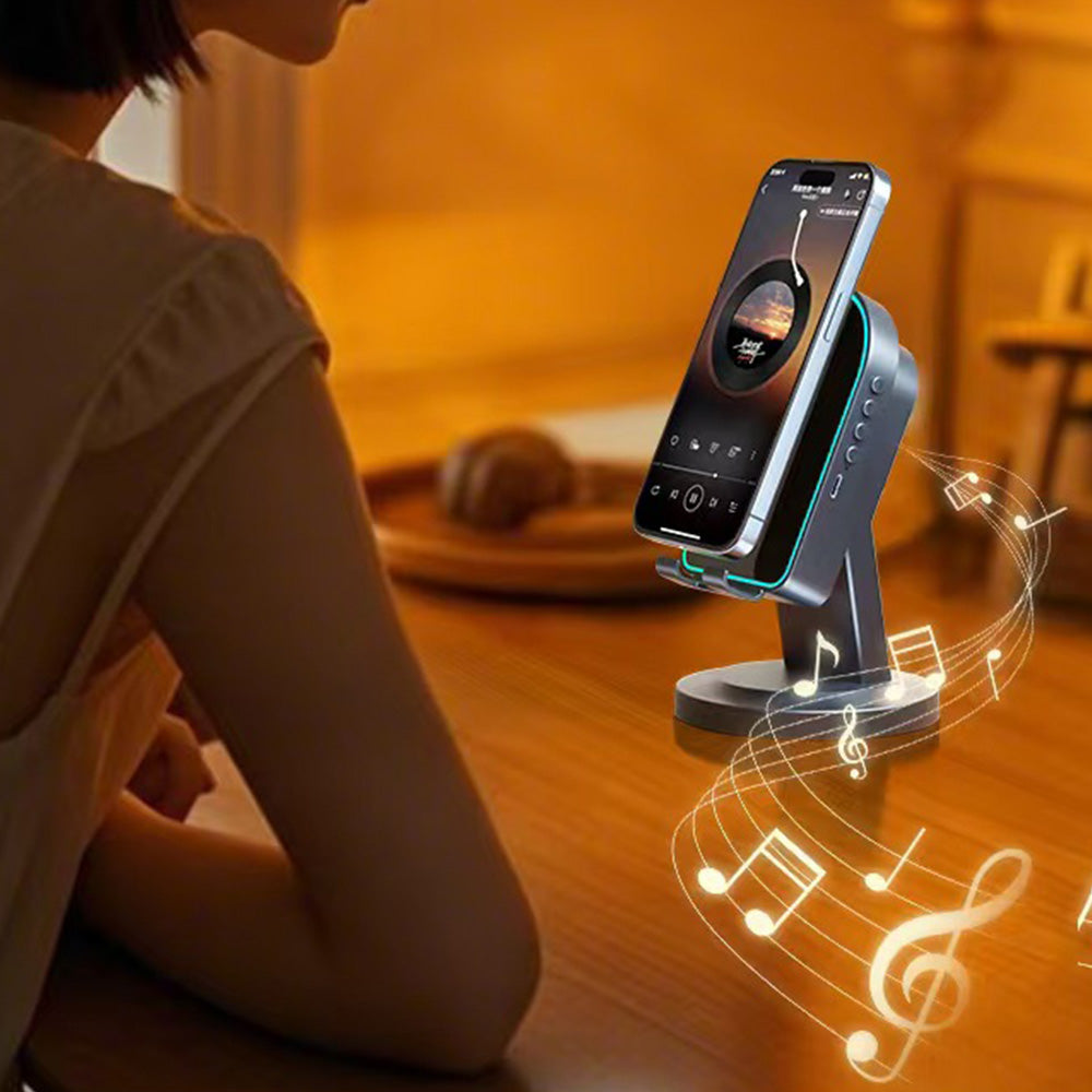 3-in-1 Wireless Induction Speaker with Phone Stand and Bluetooth 5.3 for Home Office
