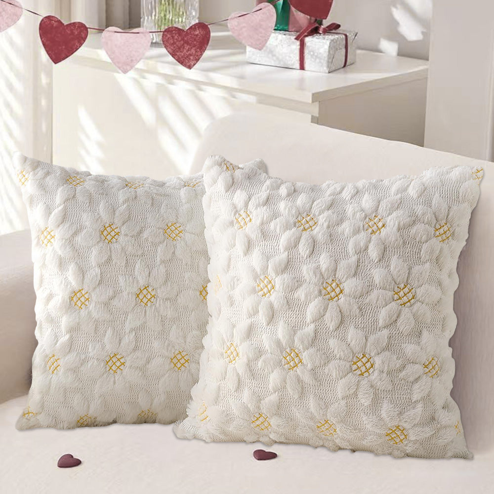 2Pcs Spring Floral Throw Pillow Covers for Couch Sofa Bed Square Cushion Cases-Sunflowers