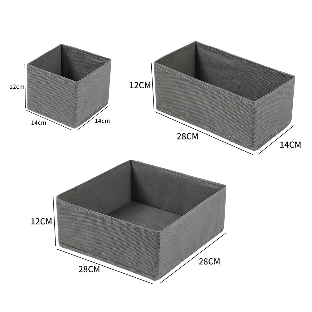 6Pcs Foldable Drawer Organizer Sock Underwear Storage Box with Zipper
