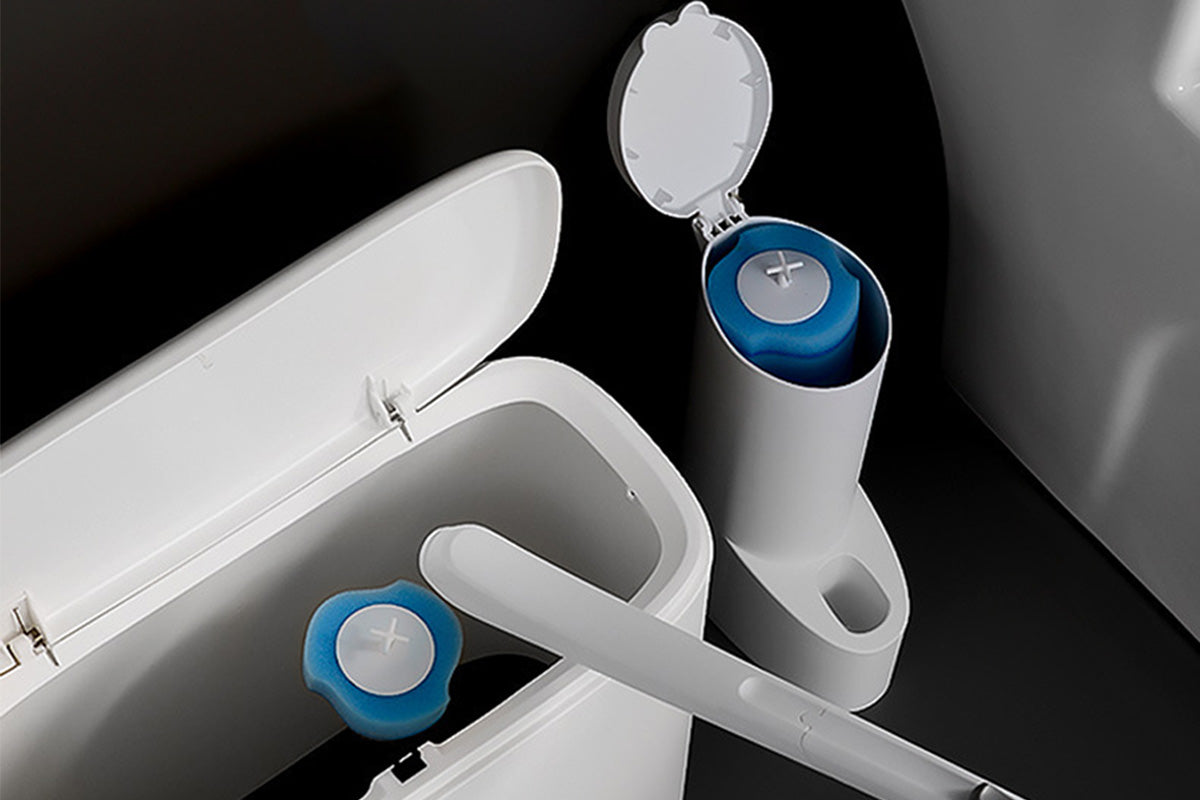 Disposable Toilet Brush Set with Replaceable Heads and Cleaning Liquid for Bathroom