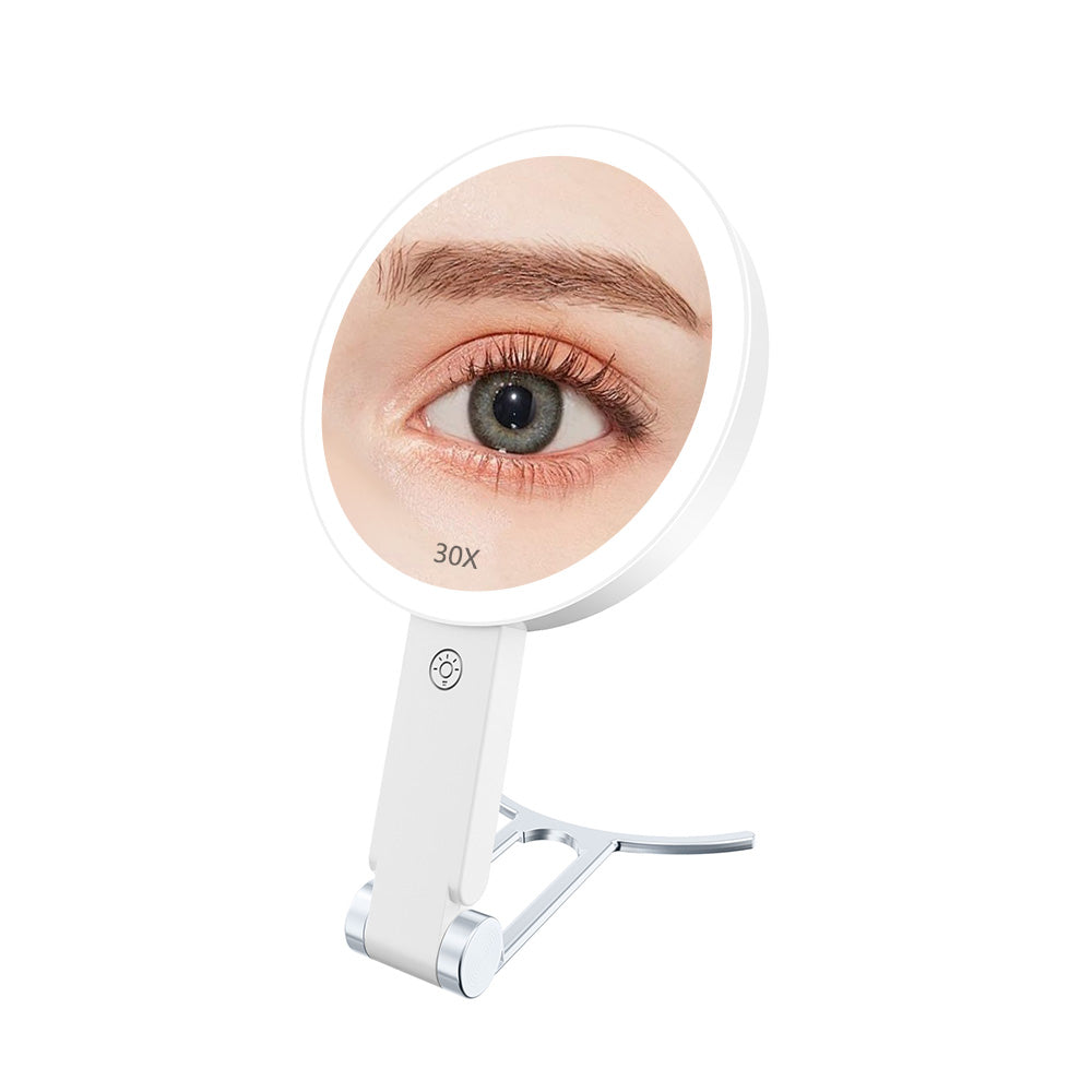 30X Lighted Portable Makeup Mirror Magnifying With Light Hanging Handheld Mirror