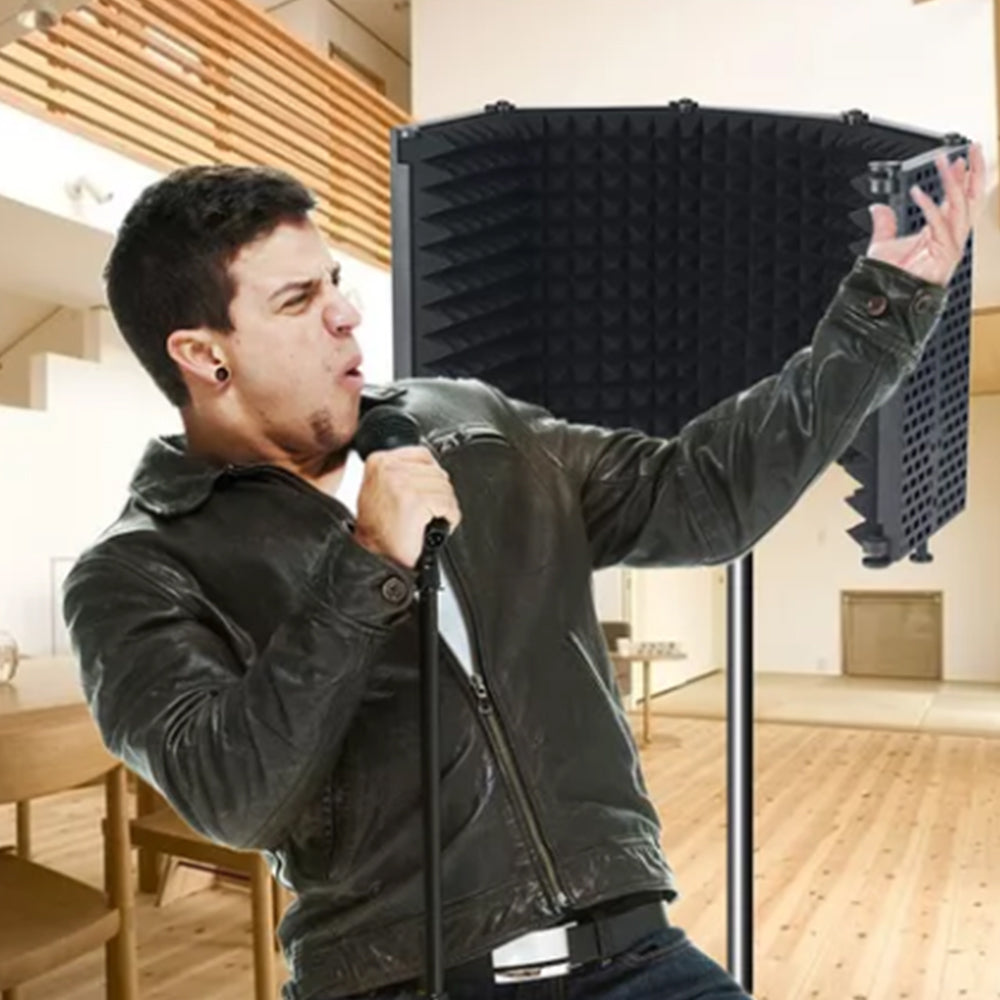 5 Panel Microphone Isolation Shield Vocal Booth Recording Sound Absorbing Foams