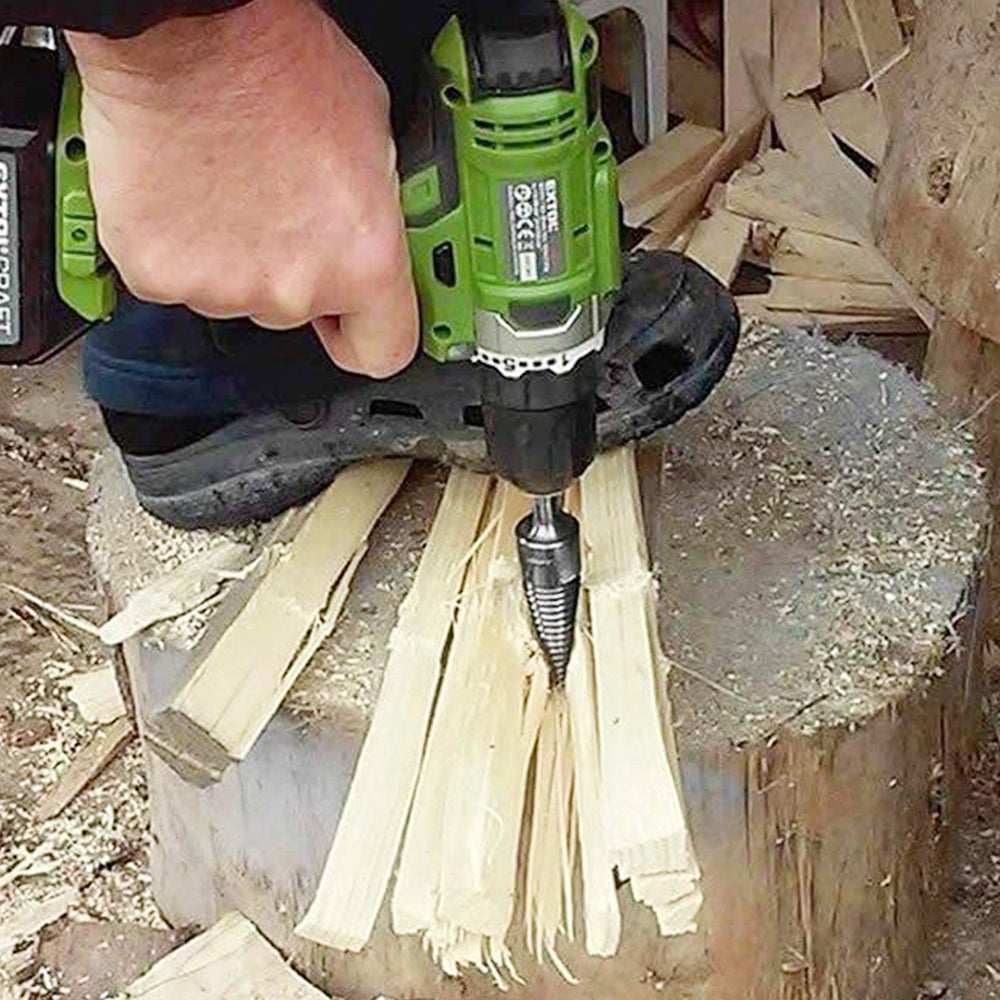 32mm Cone Firewood Log Splitter with 3Pcs Screw Drill Bits Hex Square Round