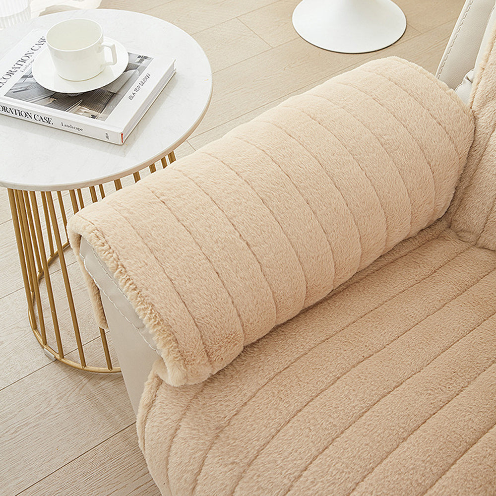 T-Shaped Plush Anti-Slip Recliner Slipcover
