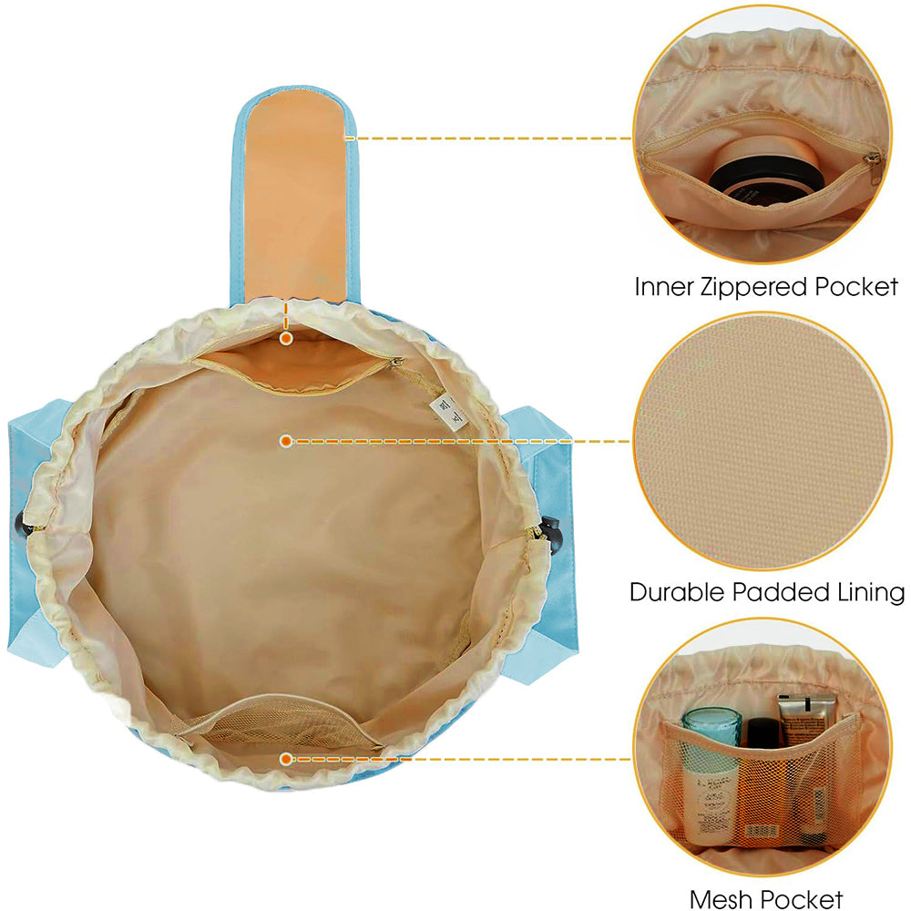 Travel Large Barrel Drawstring Cosmetic Bag for Women