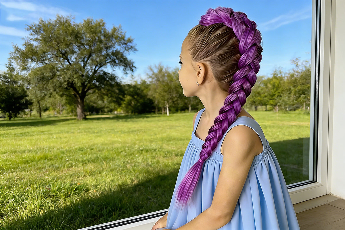 Long Purple Braided Ponytail Hair Extension