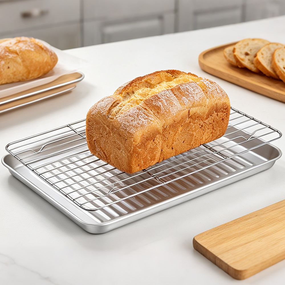 304 Stainless Steel Baking Sheet and Cooling Rack Set for Oven and Air Fryer