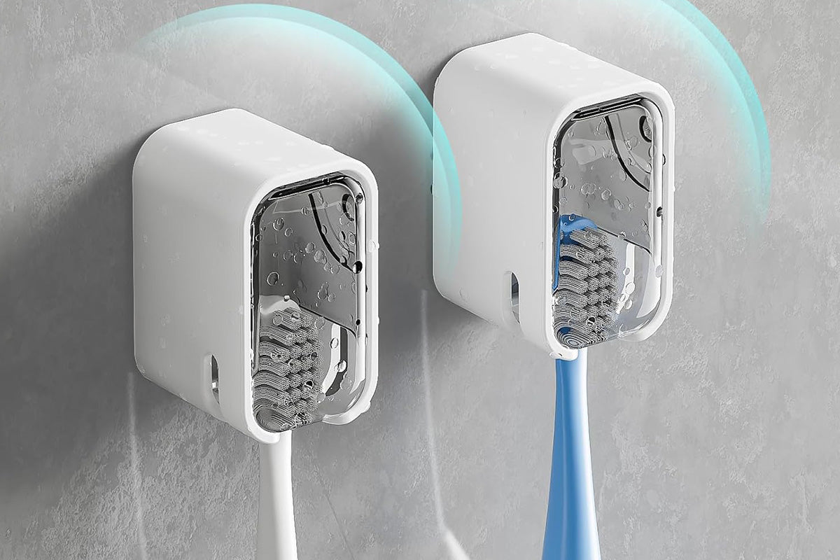 2Pcs Toothbrush Holders Wall Mounted Tooth Brush Holder with Cover for Shower