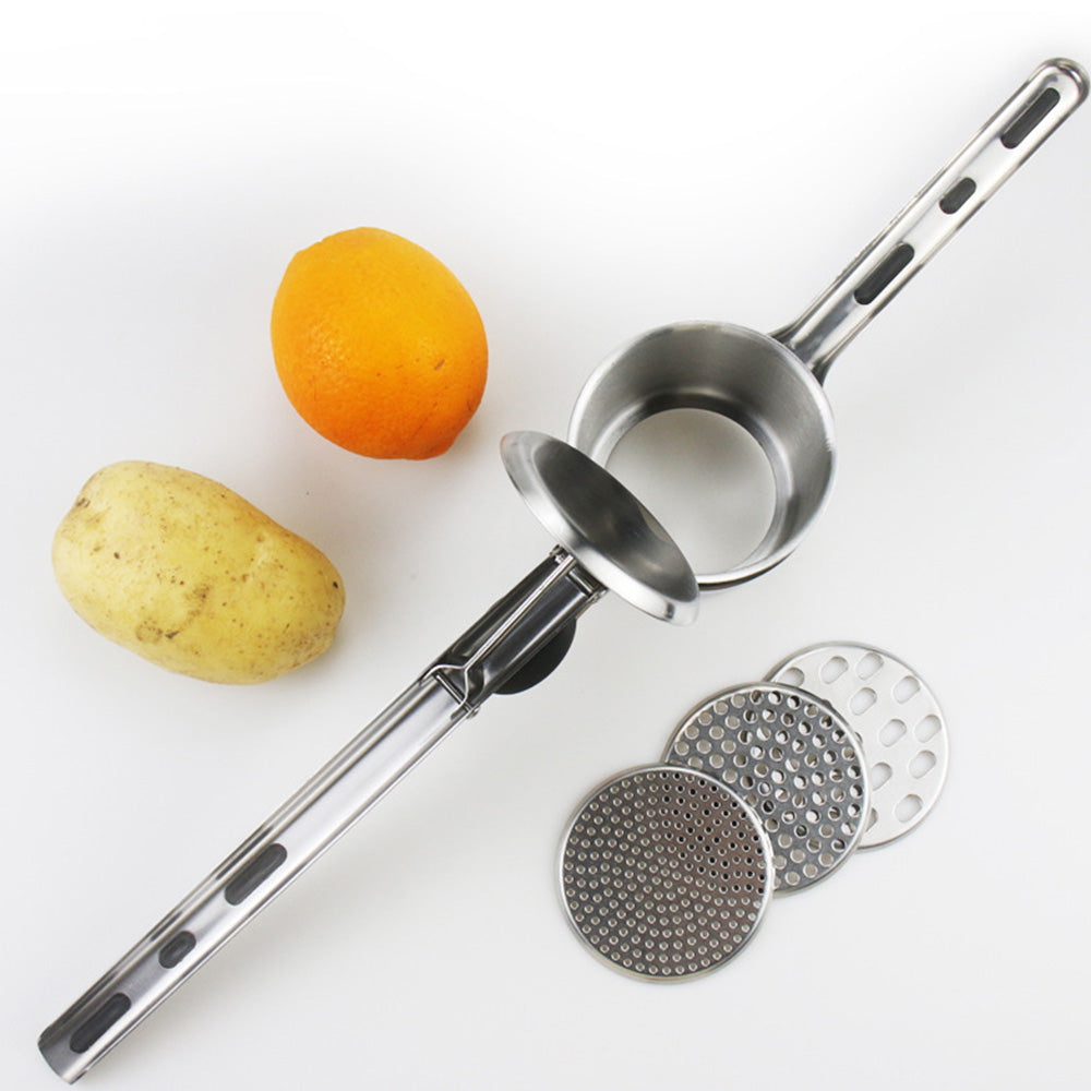 3-in-1 Stainless Steel Potato Ricer & Masher with 3 Interchangeable Discs