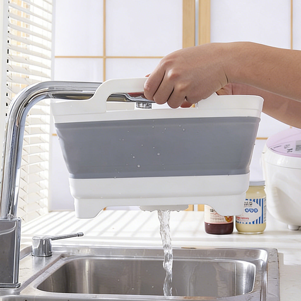 Collapsible Dish Basin with Drain Plug Portable RV Camping Sink