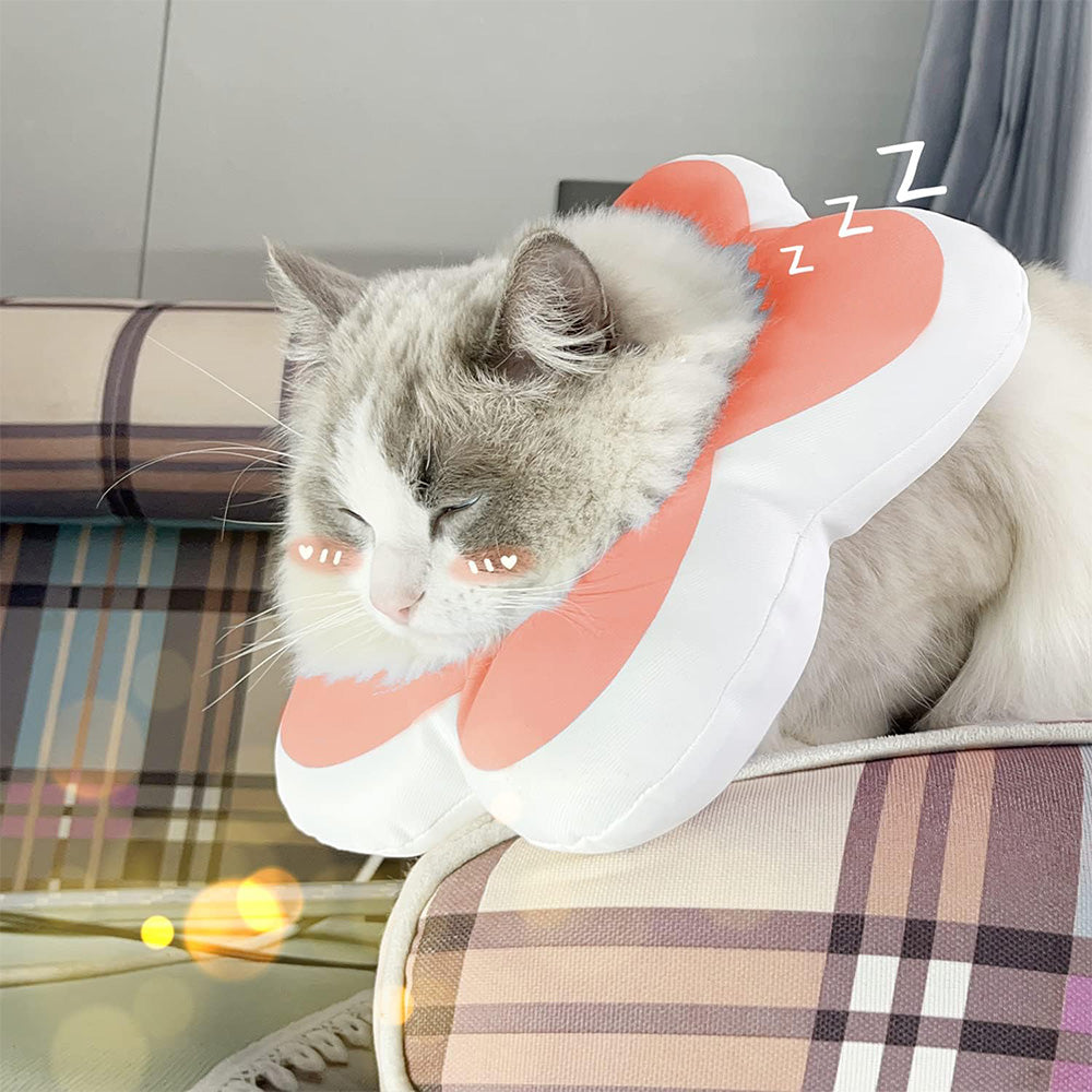 Cute Flower Cat Cone Collar Anti-Bite Lick Wound Healing Protective Neck Collar-Peach Blossom