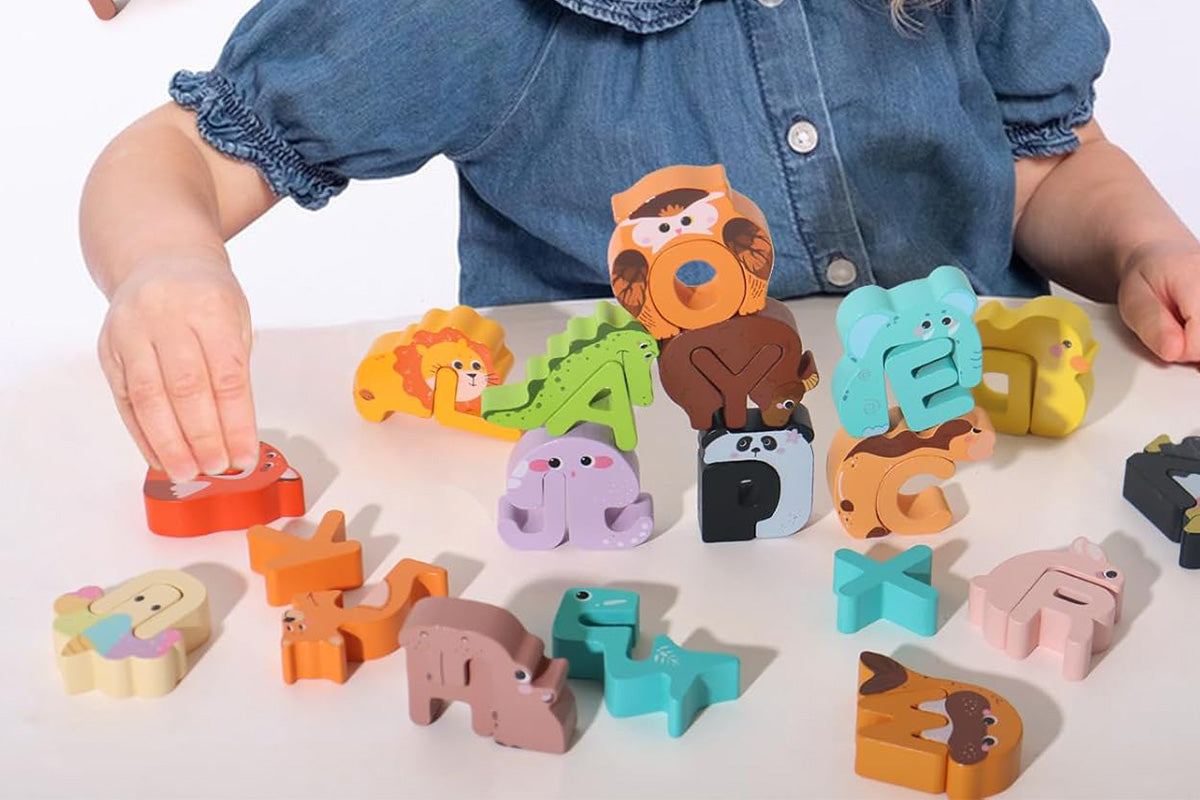 Wooden Alphabet Animal Puzzles Matching Game Educational Toys