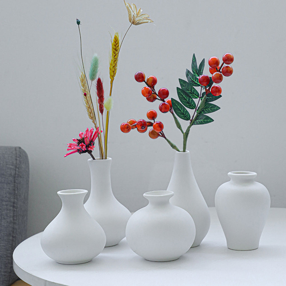 Set of 5 Small Ceramic Vases Modern Matte Bud Vase for Home Decor
