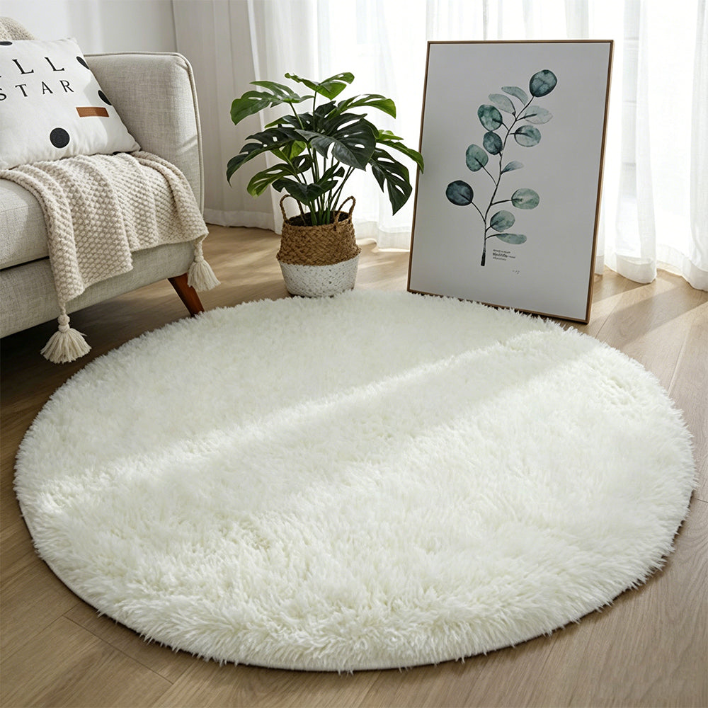 Round Fluffy Rug Plush Area Rug Soft Non Slip Carpet for Living Room Bedroom