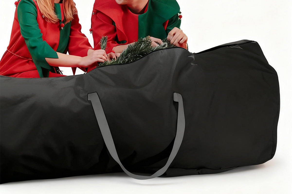 Handy Laundry Rolling Christmas Tree Storage Bag With Handle For Easy Transport-Black