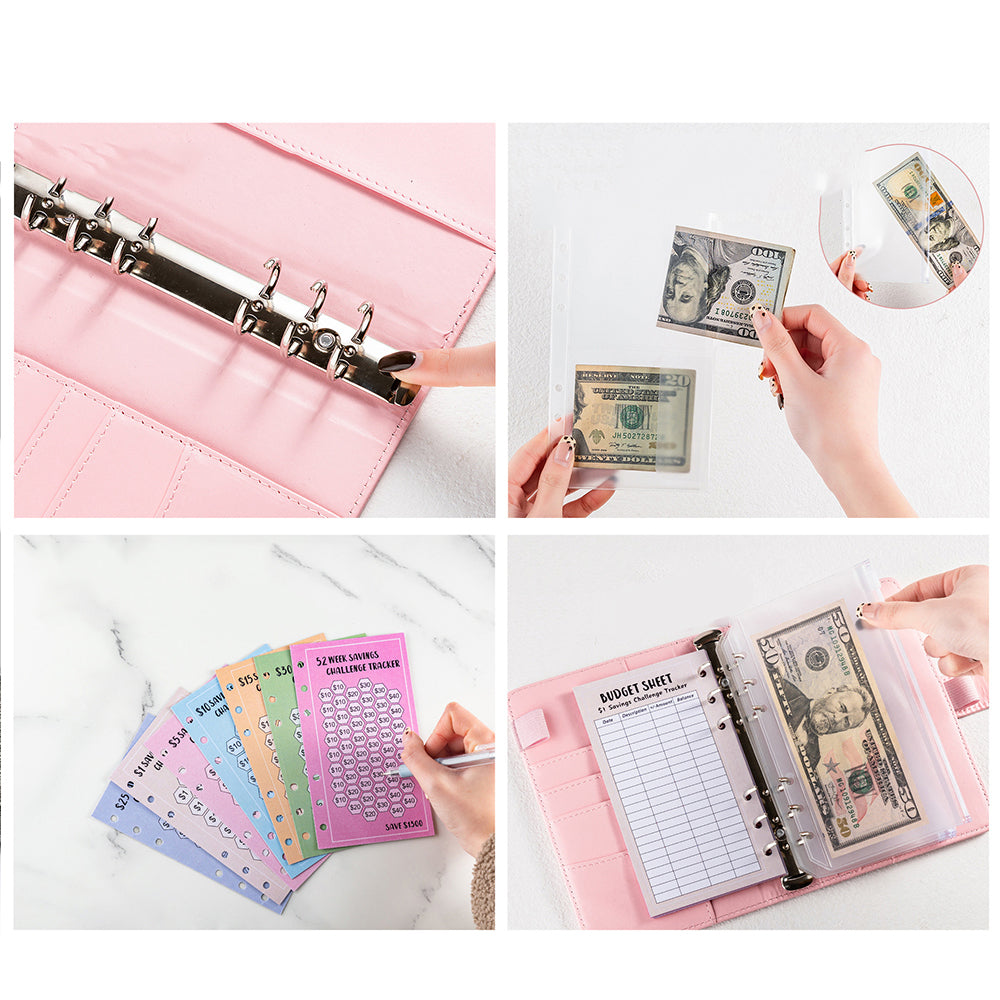 2-in-1 A6 Money Saving Zipper Cash Storage Binder