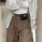 PU Leather Women Adjustable Metal Chain Belt Crossbody Waist Bag