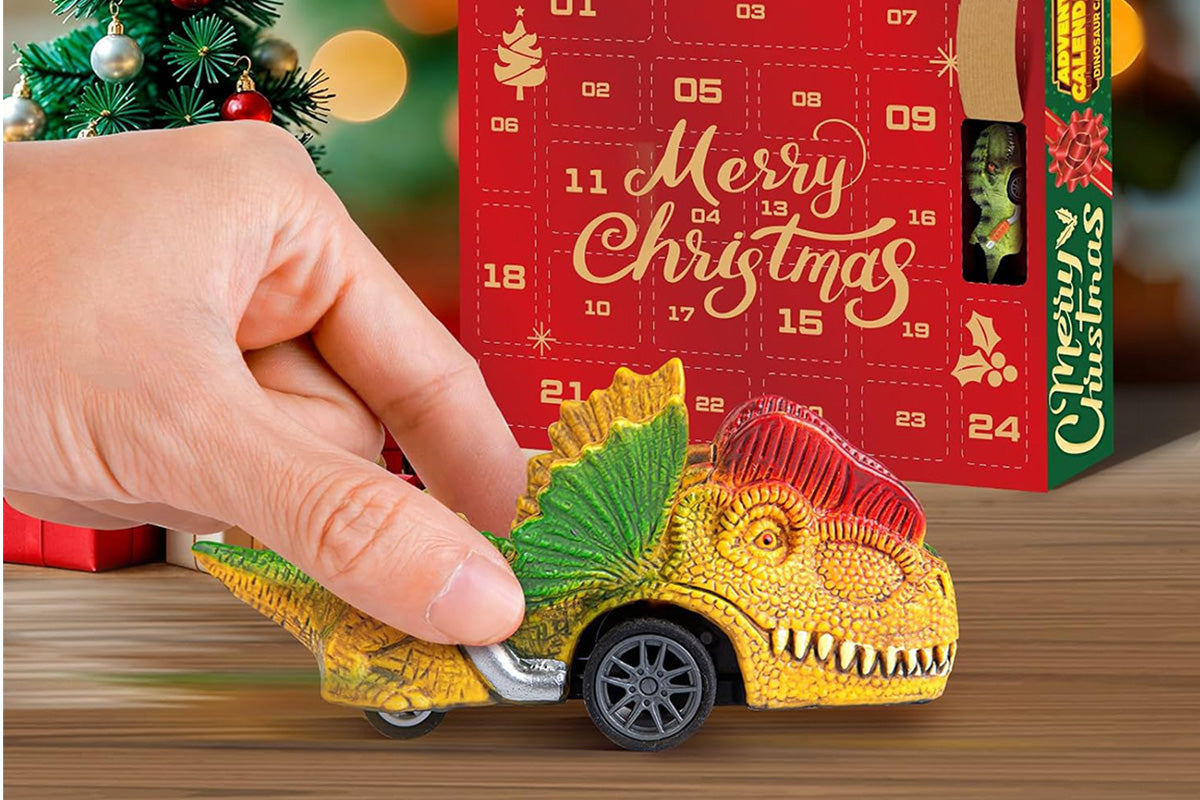 2025 Dinosaur Cars Advent Calendar Christmas Countdown Blind Box Pull Back Car Toy Set