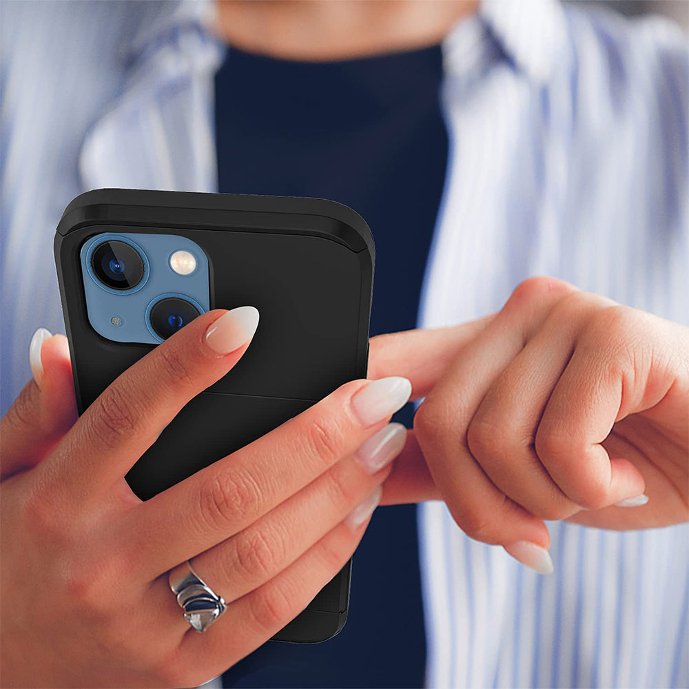 Mobile Phone Case Slide Cover Credit Card Slot Holder Cover For iPhone 13Promax