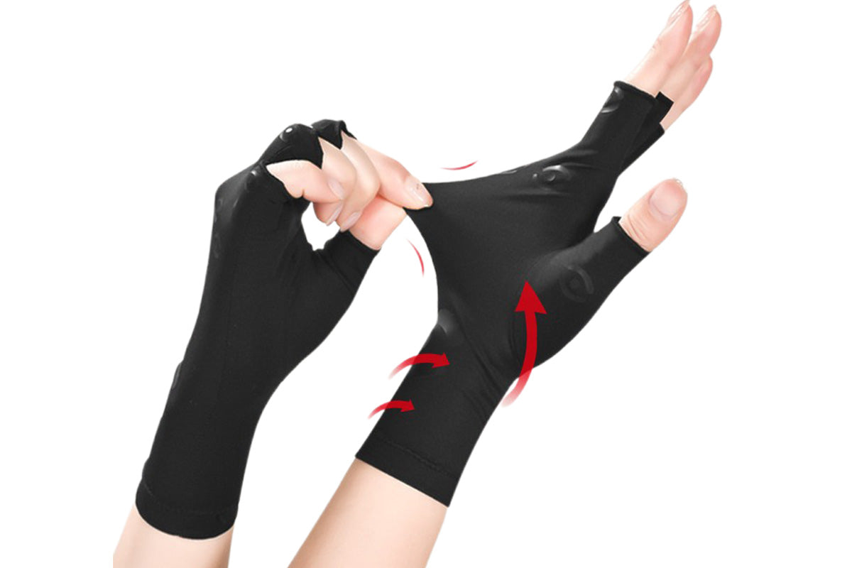 Breathable Half-Finger Gloves with Grip Pads-Black