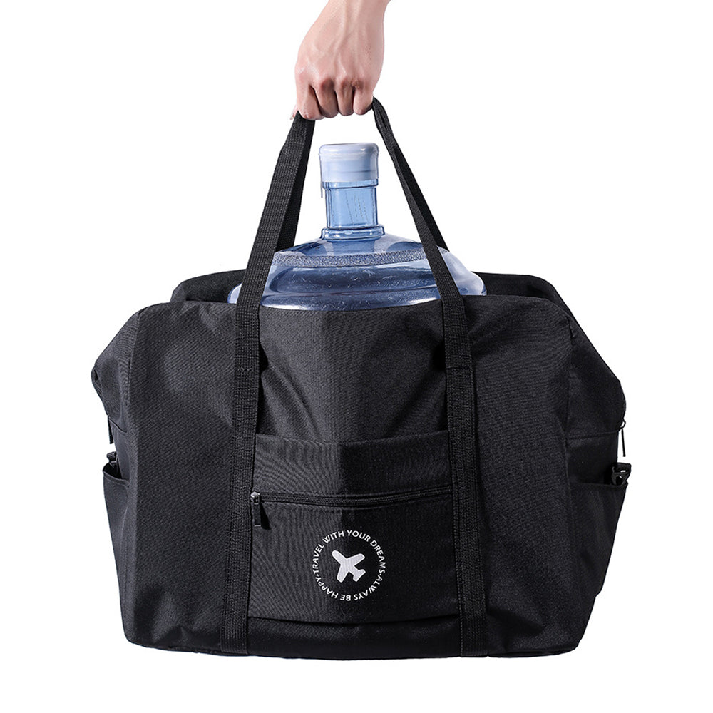 2Pcs Large Capacity Foldable Travel Tote Bag-Black, Grey